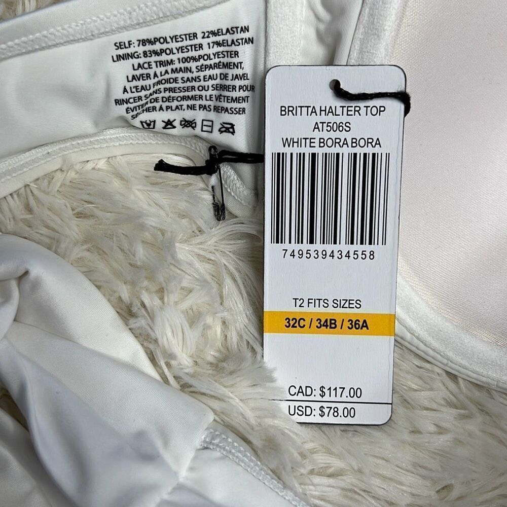 A.Che Britta Halter Bikini Top in White Bora Bora NWT 32C/34B/36A - Picture 3 of 6